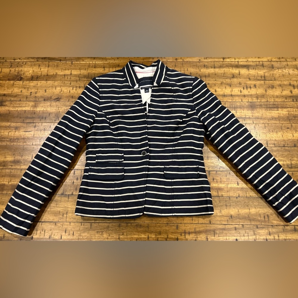 Banana Republic Navy and White Striped Blazer